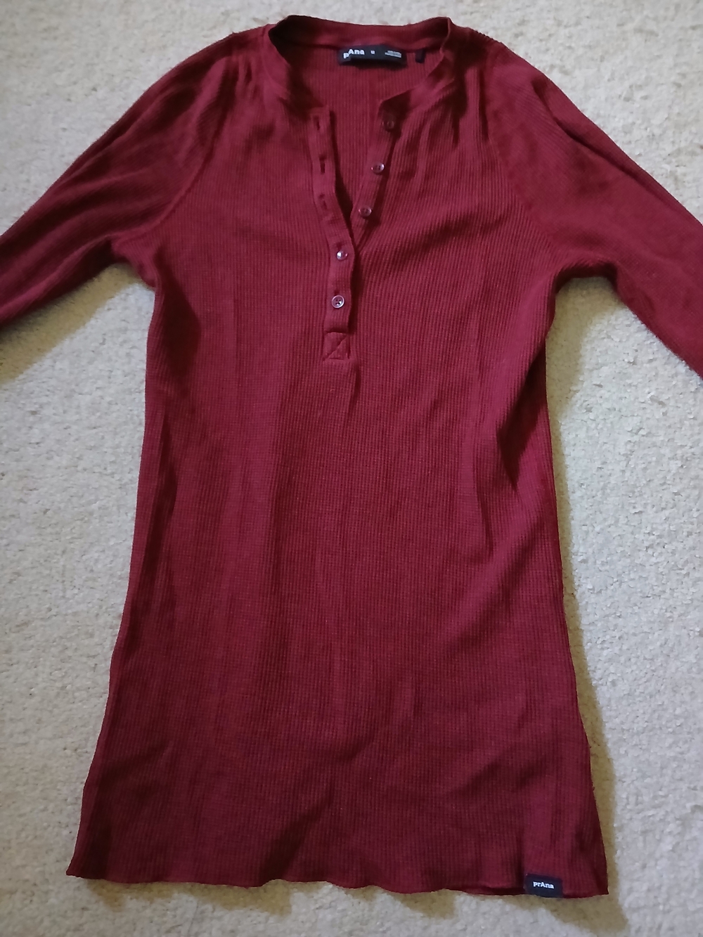Prana Touchstone Henley  Top ,red Medium